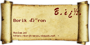 Borik Áron névjegykártya